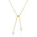 Chris April Stainless Steel   Pearl Necklace Gold Plated Multi-usage Sweater Chain