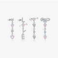 FUAMAY 925 Sterling Silver Love Heart Arrow Bow Earrings - Pink & White Zirconia Dangle Jewelry for Women