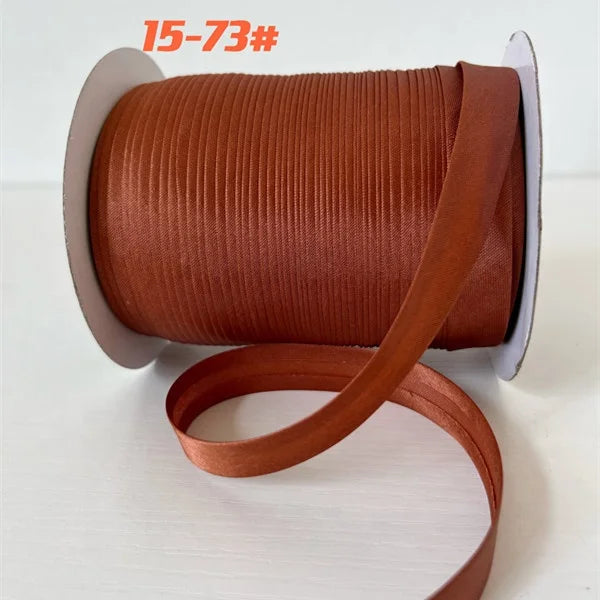 Wholesale Eco-Friendly 100% Polyester Satin Double Fold Binding Tape with Custom Color Options in 15mm Width
