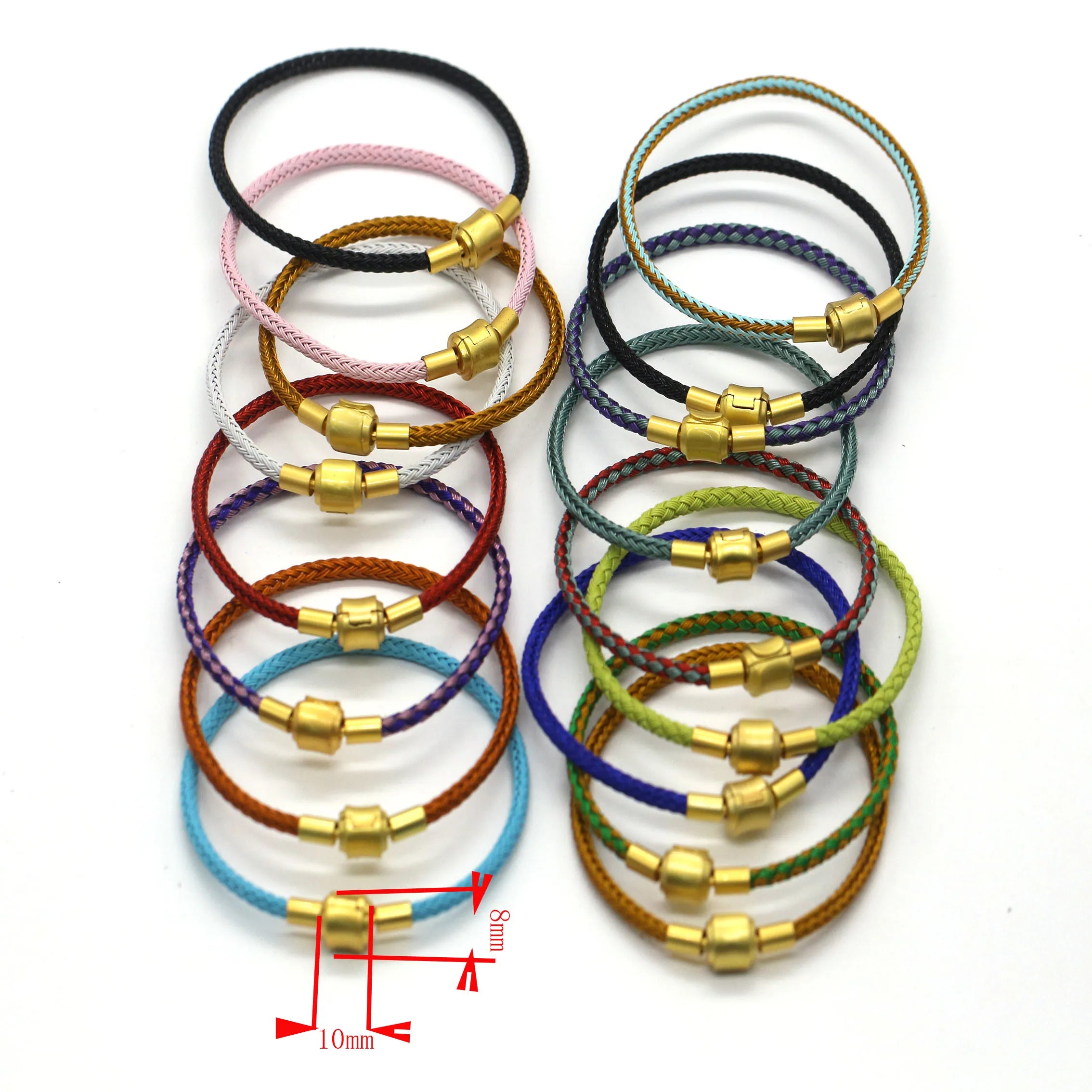 Wholesale New Steel Wire Bracelets Button Clasp Weave Braided Steel Wire Bracelets for Women and Men