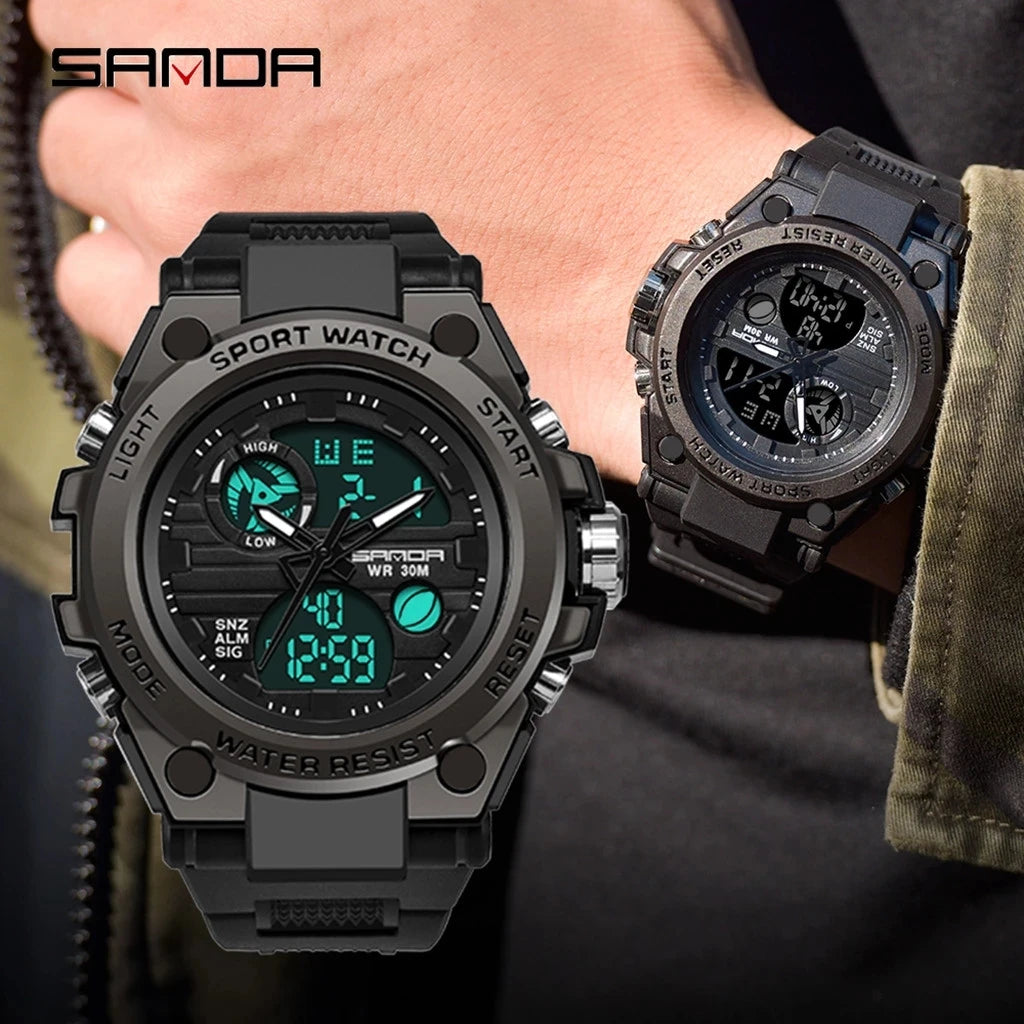 SANDA 739 Men's Watches Top Brand Luxury Sport Men Waterproof S Shock Male Clock Relogio Masculino 2021 Digital Sports Watch