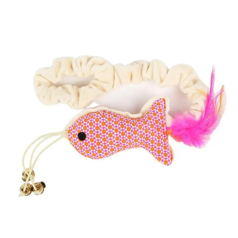Soft Plush Cat Toy Feather Fish Toy with Bells Kitten Exerciser Fishing Catcher Toys Interactive Best Gifts for Cats Dog Kitten