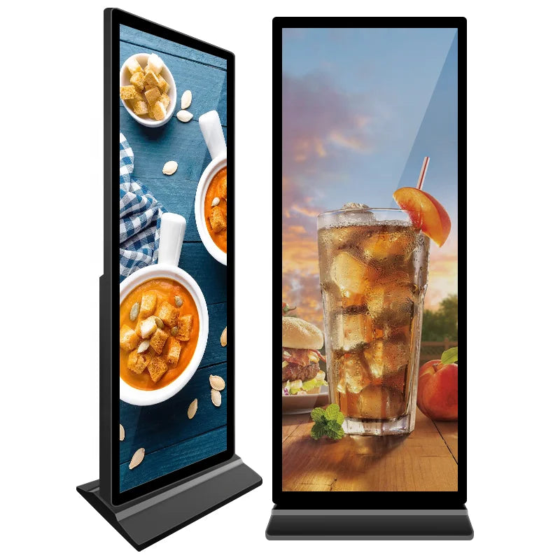 75" 4K Android Full Screen Floor Standing Digital Signage Kiosk with 3840x1440 LCD Edge Less Display for Shopping Mall