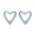 Fashion Zircon Stone Inlaid Hollowed Out Three-dimensional Heart S925 Sterling Silver Women's Earrings