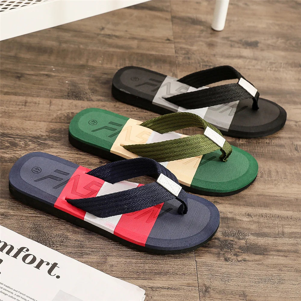 Wholesale Men's Printed Flip Flops Light Summer Fashion Trend Slippers Mesh Lining OEM Spring Anti Synthetic for Outdoor Use