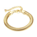 High Quality Adjustable Stainless Steel Gold Filled Jewelry Flat Snake Dome Herringbone Chain Bracelet