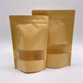 Kraft Paper Standing up Pouch / Dried Food Packaging Zipper Bags With Window
