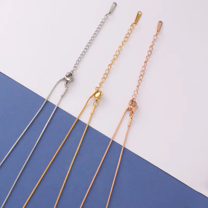 AA01555 Simple Style 1mm Thickness 16" 16inch 40+5cm Stainless Steel Silver/gold/rose Gold Snake Chain Necklace Chain Jewelry