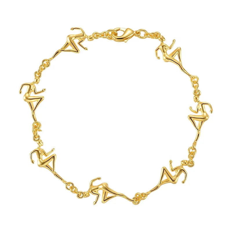 Original Design High Quality 18K Gold Plated Brass Jewelry Athlete Dancer Charm for Women Accessories Bracelets B222285