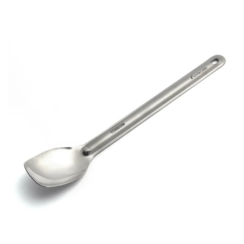 Camping Backpacking Picnic Titanium Long Handle Spoon Spork Cutlery Set Camping Spork Spoon Outdoor Dinner Spoon Cutlery