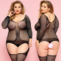 Plus Size Nylon Stockings Girls Sexy Black Mature Crotchless Bodystockings Lingerie for Women Fishnet Bodystocking