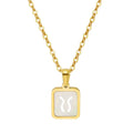 New Arrival Supply Stock Hollow Pink Shell Letter Sign Stainless Steel Zodiac Necklace for Women