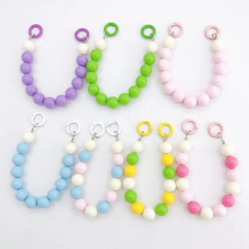 New 16mm Acrylic Round Bead Handheld Chain DIY Phone Case Accessories Handmade Beaded Handheld