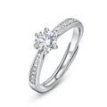 Women's 925 Sterling Silver Engagement Wedding Jewelry Solitaire Moissanite Diamond Ring Six Claw Setting Six Claw Setting Ring