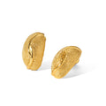 French Retro 18K Gold Stainless Steel Geometric Polka Dot Line Texture Irregular Stud Earrings for Women Daily Wearing