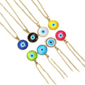 2023 Hot Sale Gold Plated Enamel Evil Eyes Women Necklace Jewelry Colorful Round Resin Evil Eyes Necklace for Gift