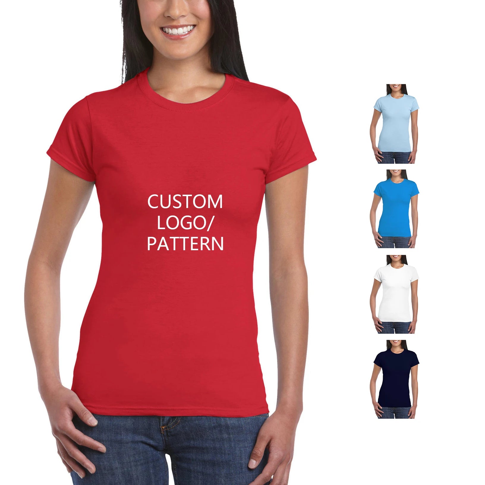Custom Classic 100% Cotton Ladies T Shirt Tops Good Stretch Workout Active Clothing T-Shirt  for Women