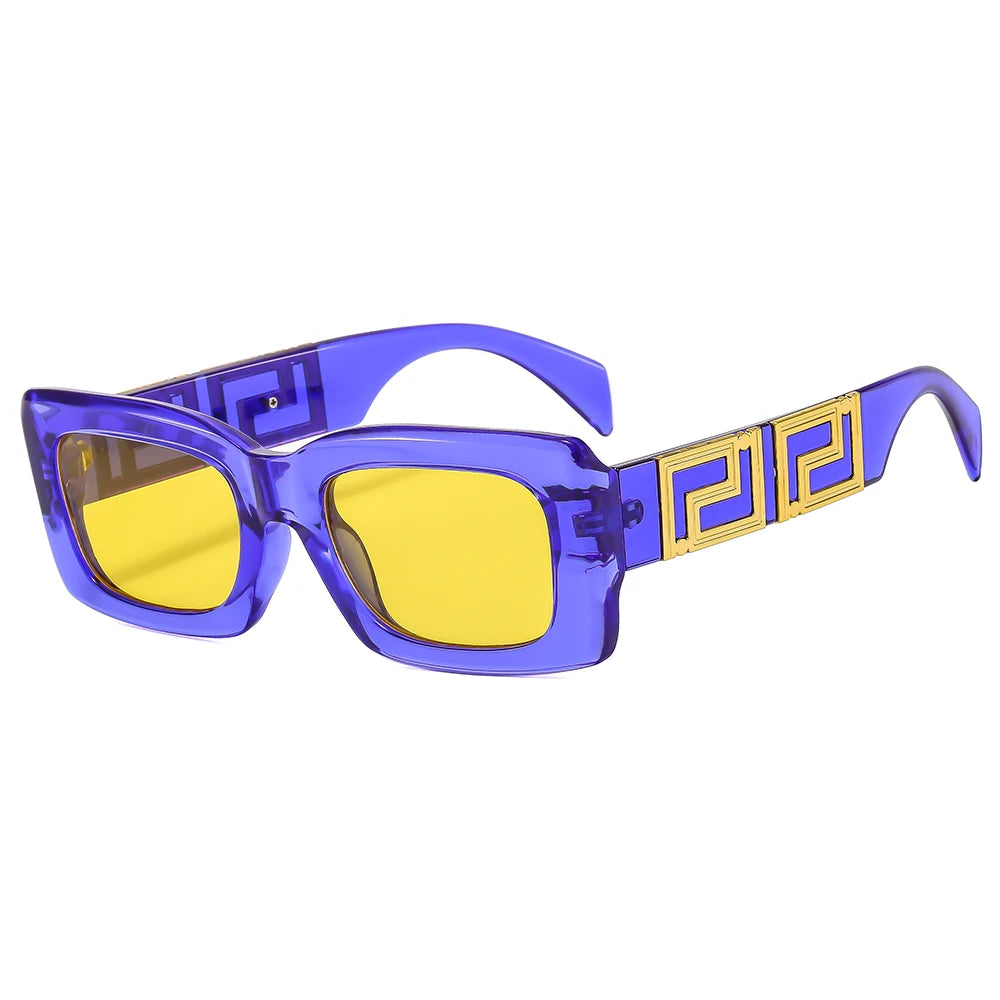 2024 Trendy Thick Polycarbonate Square Sunglasses for Men & Women Rectangular Shades in Black White Purple Frames