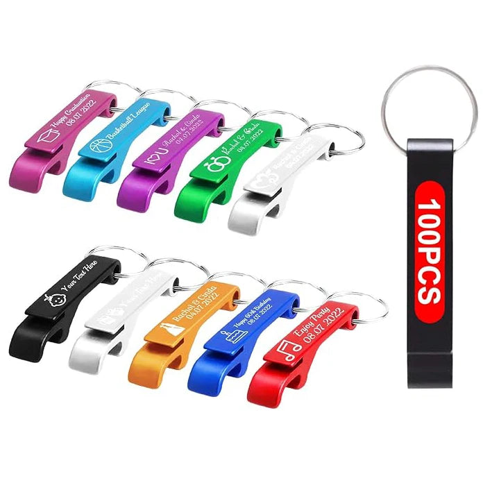 Custom Logo Aluminum Alloy Bottle Opener Lightweight Engraved Beer Opener Keychain for Business Promotion Quick Sampling