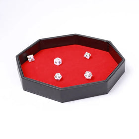 Multifunctional Custom Logo Gambling Black Red Hexagon Organizer Games Storage Tray Leather Dice Tray