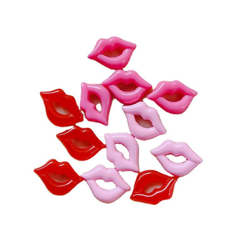 100Pcs Resin 18*12mm Lip Decoration Craft Flatback Lips Cabochon Embellishments for Scrapbooking Kawaii Cute Diy Accessories