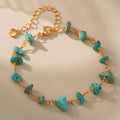 2025 New Arrival New Products Handmade Crushed Stone Bracelet Copper 18K Real Gold Geometric Turquoise Stone Green Bracelets