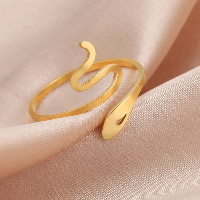 INS Fashion Jewelry Animal Rings Stainless Steel Snake Style Wedding Band Promise Anniversary Statement Ring for Women