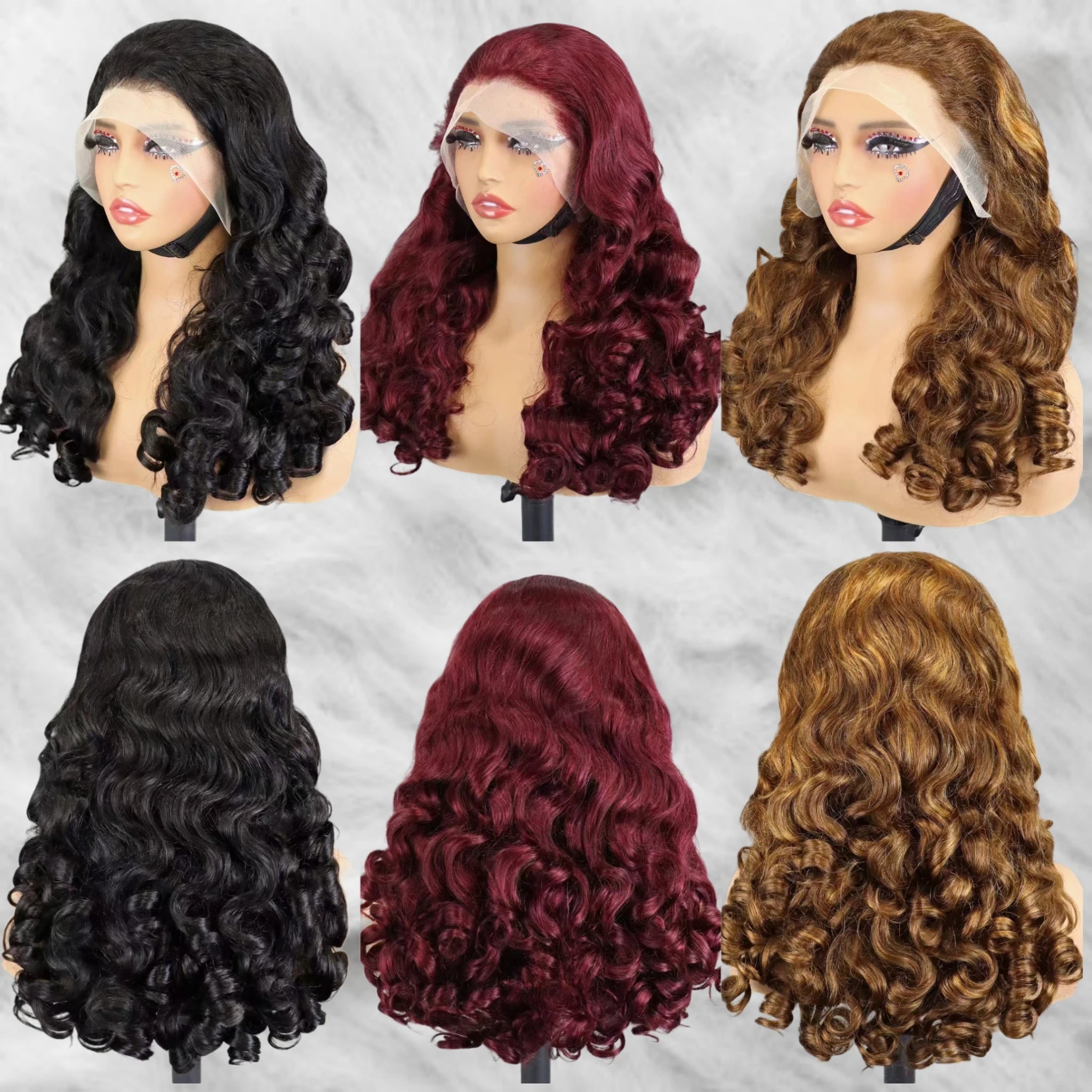 Letsfly 300% Glueless Bouncy Loose/Fumi Loose Curly 13x4 Ear to Ear Lace Frontal Raw Virgin Hair Human Wigs 14inch to 26inch