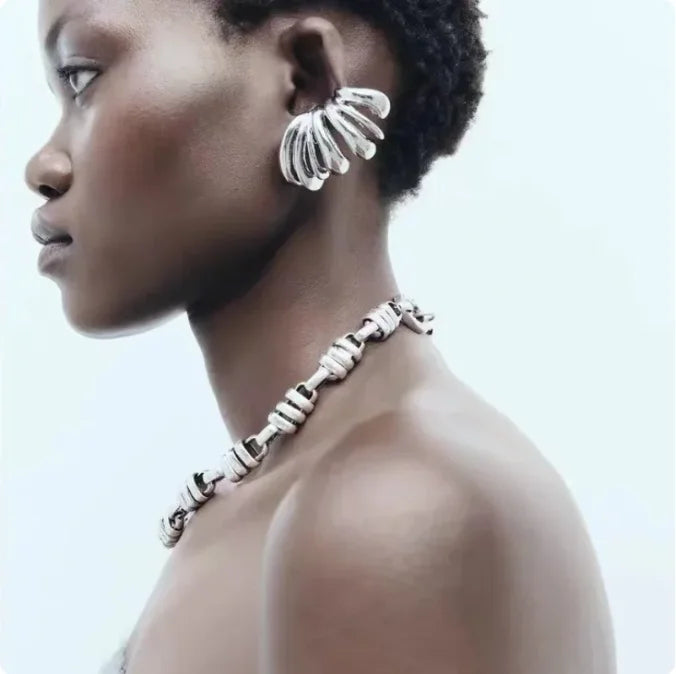 Wholesale Fashion ZA Vintage Multi-Layer Gold Silver Color Large Unique Circle Hoop Earrings