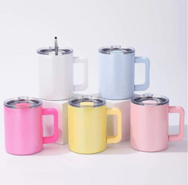 New Arrival Sublimation 304 Stainless Steel 12oz Mug Double Wall Insulated Mug with Handle and Magnetic Lid Coffee Mug