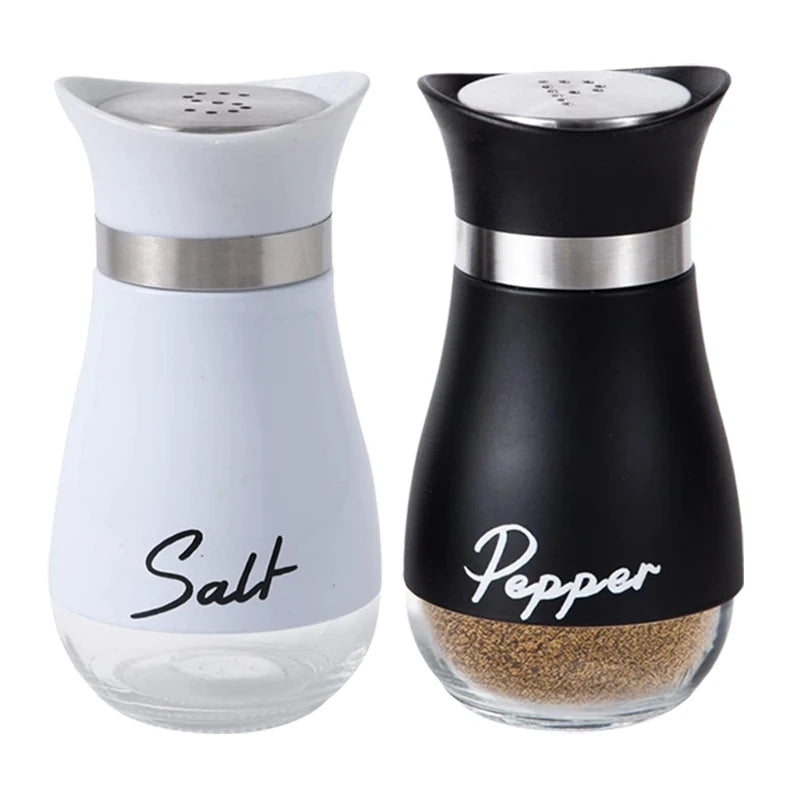 4 Oz 120ml Glass Bottom Salt Shaker for Kitchen Restaurant Mini Small Stainless Steel Salt and Pepper Shaker Set