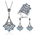 W0317 Abiding Fine Jewelry Natural London Blue Topaz Designer Style 925 Sterling Silver Jewelry Sets for Woman Jewellery