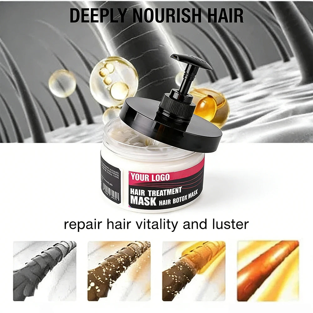 Custom Label Deep Conditioning Keratin Nourishing Argan Oil Repair Keratin Collagen Silky Hair Treatment Mask for Curly Hair