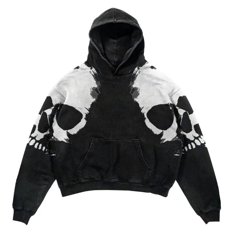 High Quality 100% Cotton Acid Washed Hoodie High Street Series Washing Old Sweater Stone Washed Vintage Hoodie Men