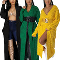 D7007 Long Cardigan Sweaters Women Knit Shawl Collar Knitwear Coat
