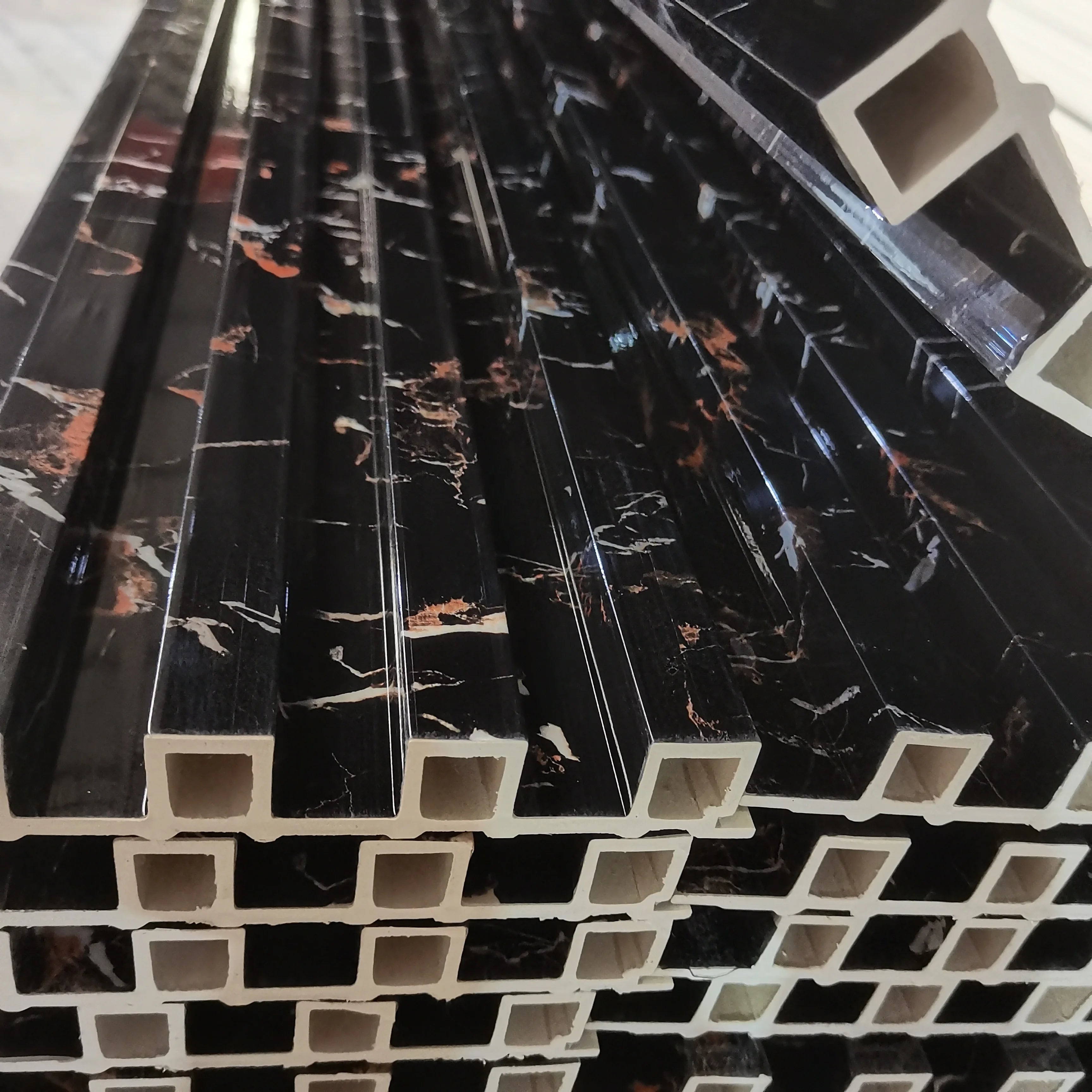 Cheap Price Modern WPC Fluted Wall Panels Decorative Black Gold Ceiling Louver Interior LED Waterproof Household Function