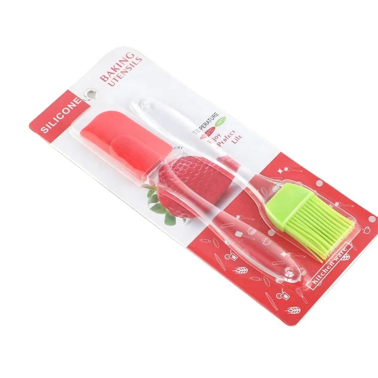 Wholesale OEM Non-Stick Heat Resistant Cake Tools Sets Kitchen Accessories Silicon Spatula Pastry Brush Sets With Plastic Handle