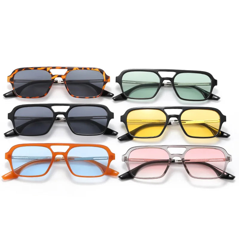 2024 Wholesale New Fashion Sun Shades Double Bridge Square Frames Men Sunglasses UV400