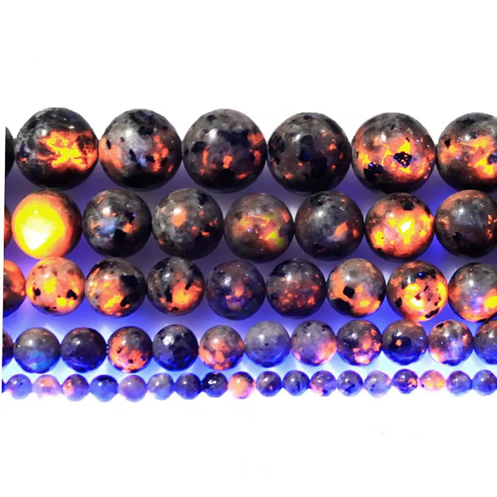 JSES Natural Yooperlite Flame Sodalite Loose Stone Beads for Jewelry Making DIY Wholesale 4-10mm GemStone Crystal Jade Jasper