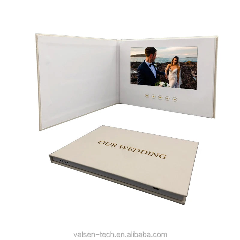 Wedding Video Brochure 4.3'5' 7'10' Lcd Screen Linen Book Album for Anniversary