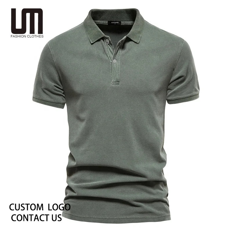 Liu Ming New Dropshipping Fashion Men Casual Short Sleeve Turn Down Collar Tops Tees T Shirt