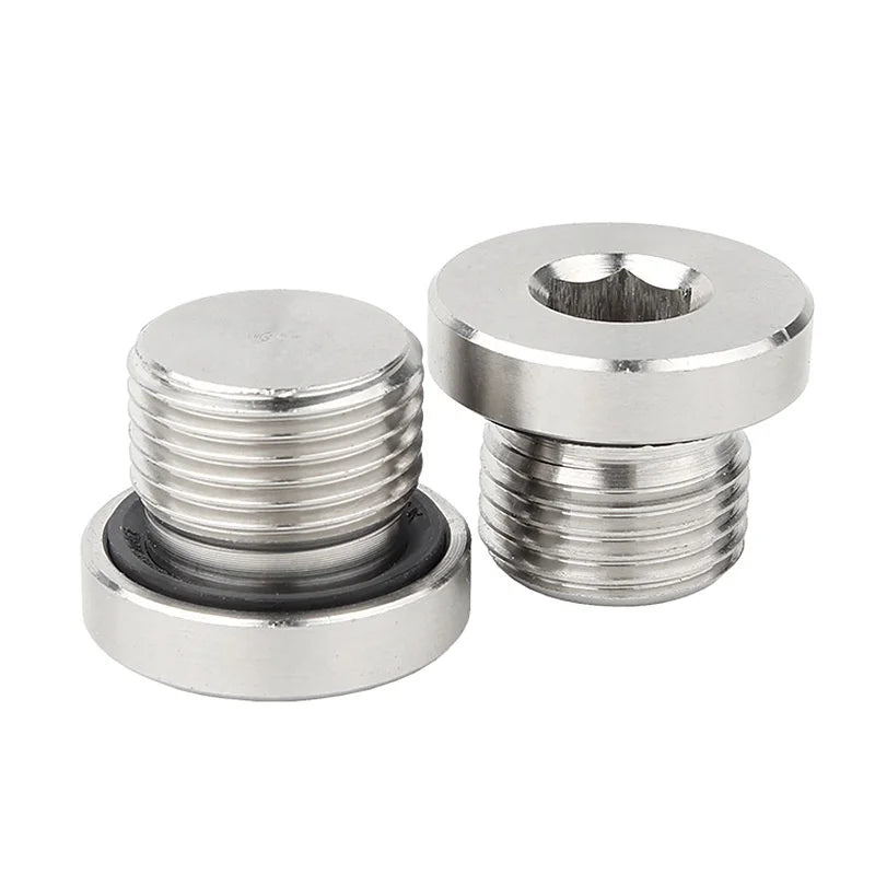 304 Stainless Steel Hex Socket ED Plug with Flange Edge Oil Seal Screw Plug for Water Application Brass Pipe Fittings