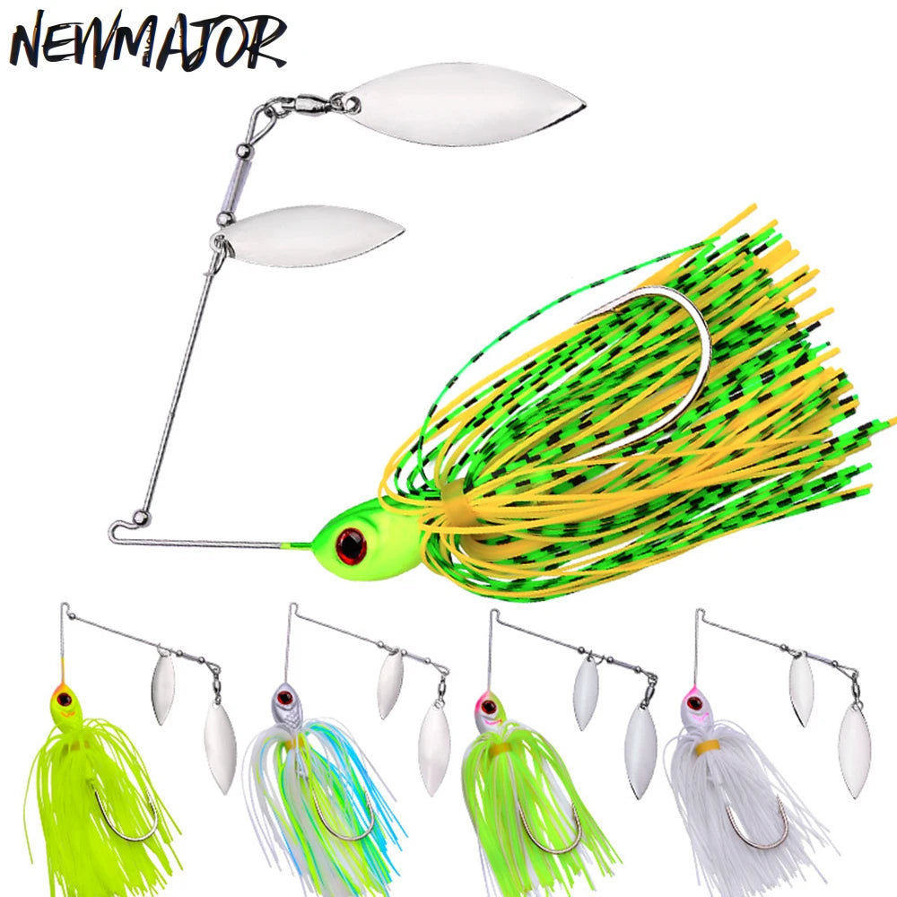 NEWMAJOR 10g/14g Spinner Spoon Lure Freshwater Fishing Hard Bait with Metal and Plastic Hooks