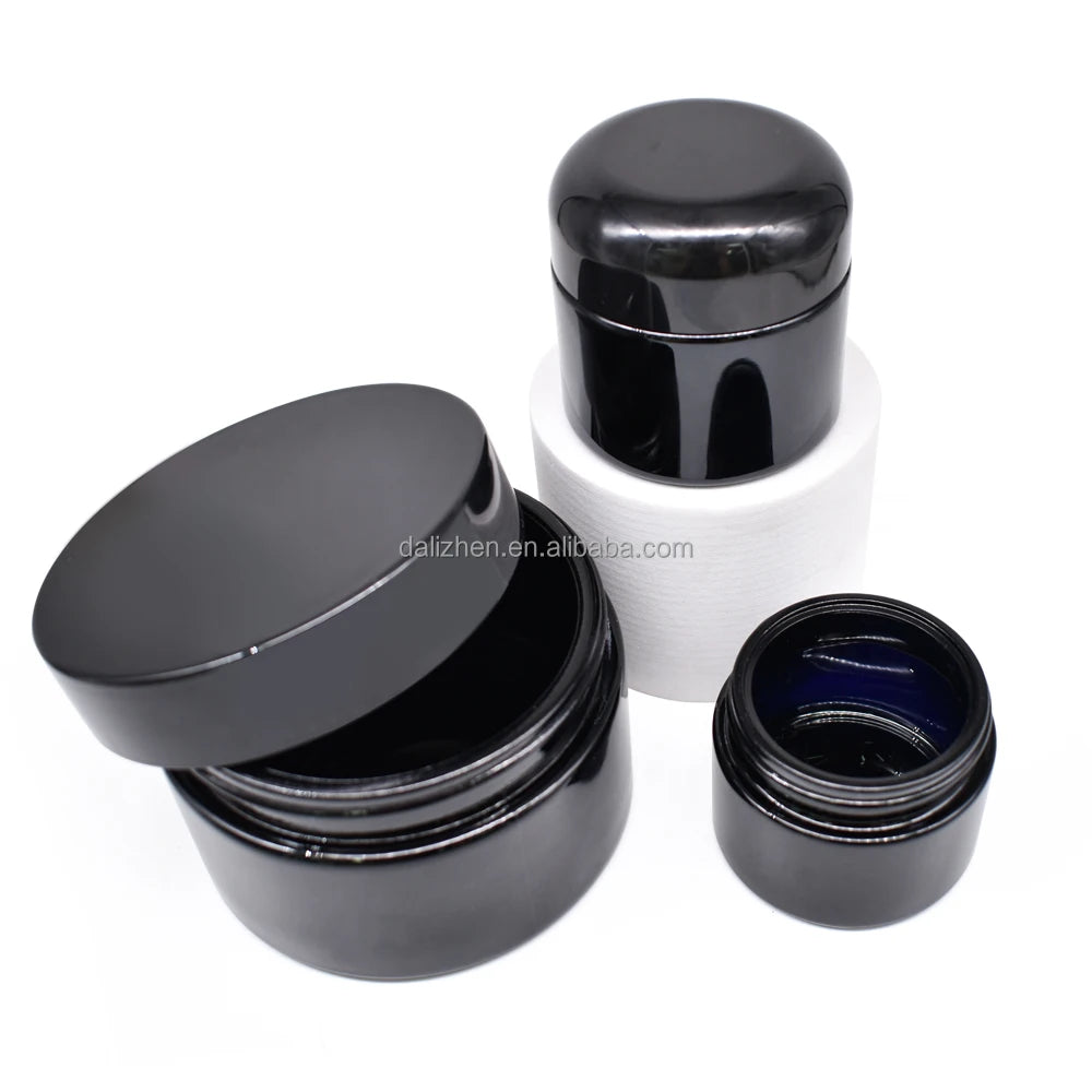 High Quality Low Price Black Glass Cream Jar 30g 50g 100g Black Glass Custom logo Empty Cosmetic Packaging Jar