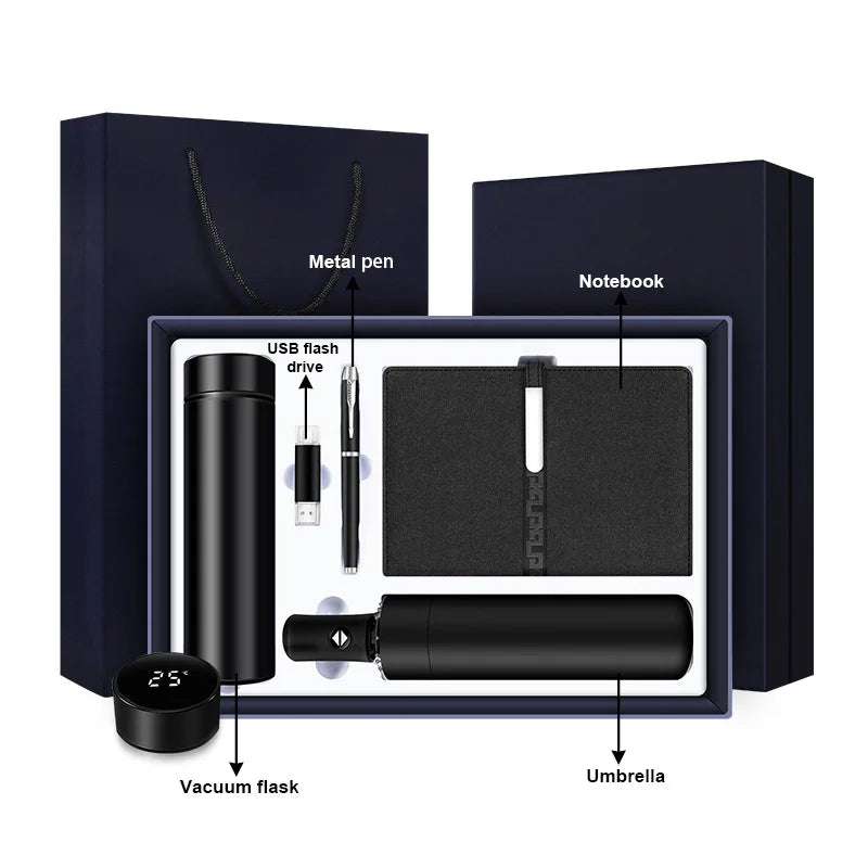 Luxury 6-in-1 Business Notebook and Power Bank Gift Box Set Men's Corporate Promotion for Christmas Graduation Father's Day