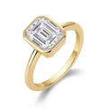 Moissanite Bezel Set Rings 3CT Emerald Cut D Color VVS1 S925 Silver Wedding Promise Rings for Women with Certificate