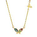 Wholesale Fashion Stainless Steel Luxury Design Abalone Shell Necklace Crystal Butterfly Necklace