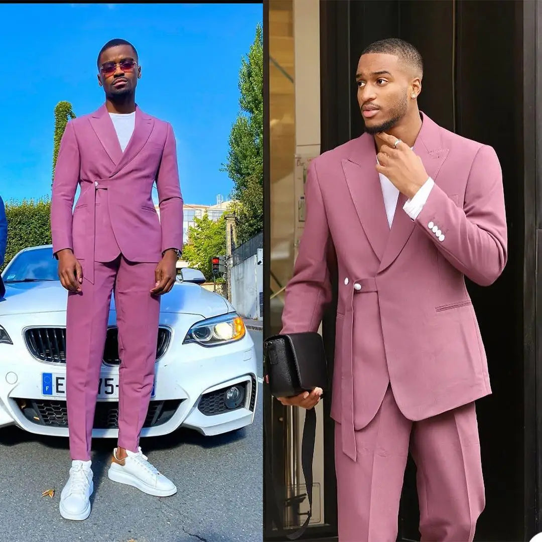 2025 Summer Fashion Mens Custom Made Wedding Tuxedos One Button Groom Wear Formal Dinner Prom Party Blazer Suits (Jacket+Pants)