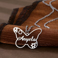 Personalized Butterfly Flower Custom Name Pendant Necklace Stainless Steel Customized Necklace for Women Jewelry