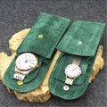 Custom Logo Velvet Watch Pouch Snap Button Men Cardboard Insert Gift Envelop Travel Bracelet Storage Bag and Organizer Case